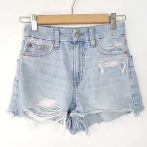 American Eagle Curvy 90s Boyfriend Jean Shorts Light Wash Distressed 000